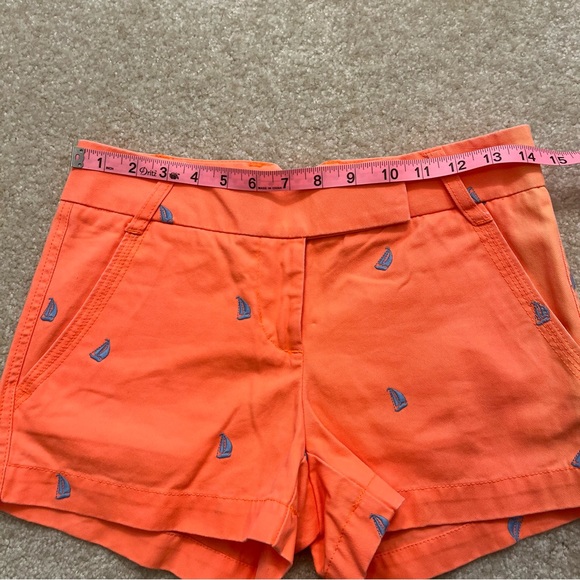 J Crew Factory Shorts Womens 00 Orange Sail Boats Chino Pockets Outdoors Casual - Picture 5 of 9